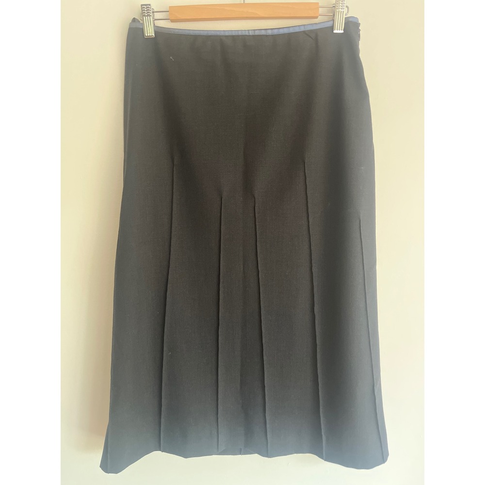 Vintage Banana Republic Y2K Italian Wool Pleated Midi Skirt Gray Size 8